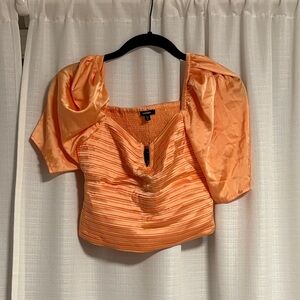 Express Orange Puff Sleeve Blouse